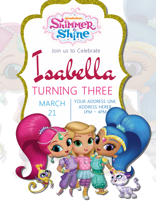 Detail Shimmer And Shine Birthday Card Template Nomer 26