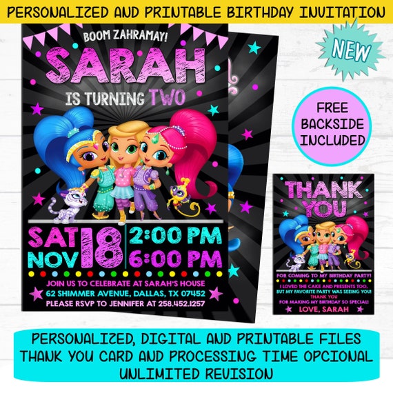 Detail Shimmer And Shine Birthday Card Template Nomer 34