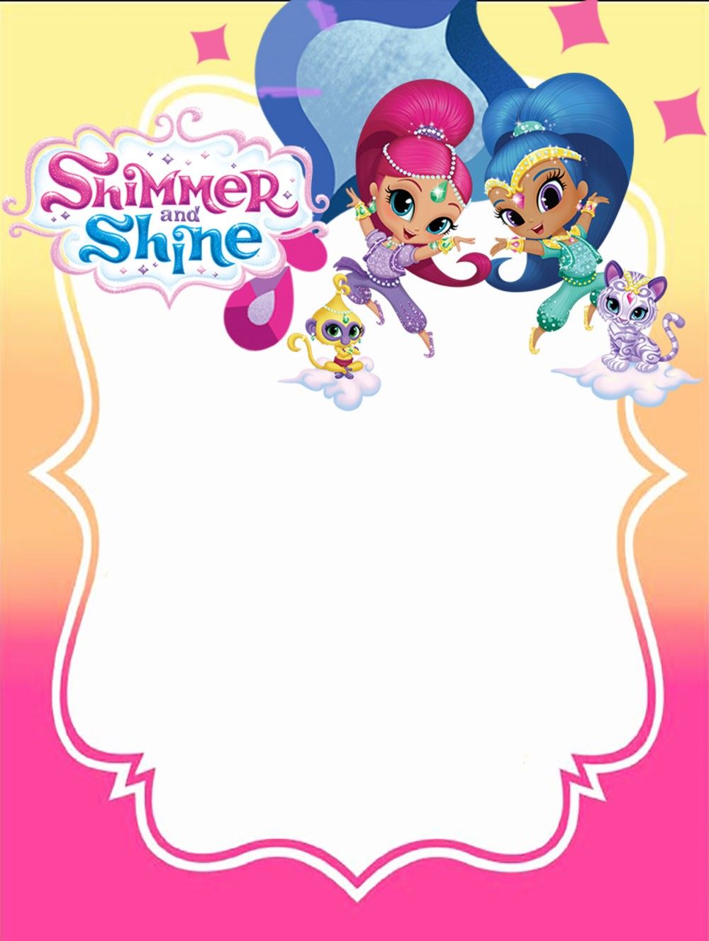 Detail Shimmer And Shine Birthday Card Template Nomer 5