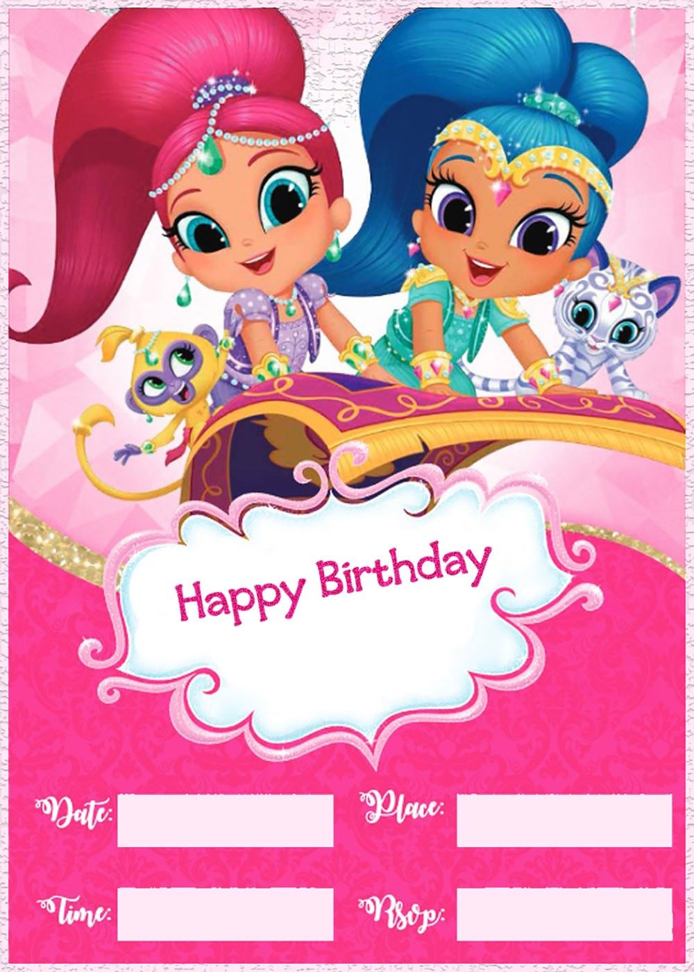 Detail Shimmer And Shine Birthday Card Template Nomer 7