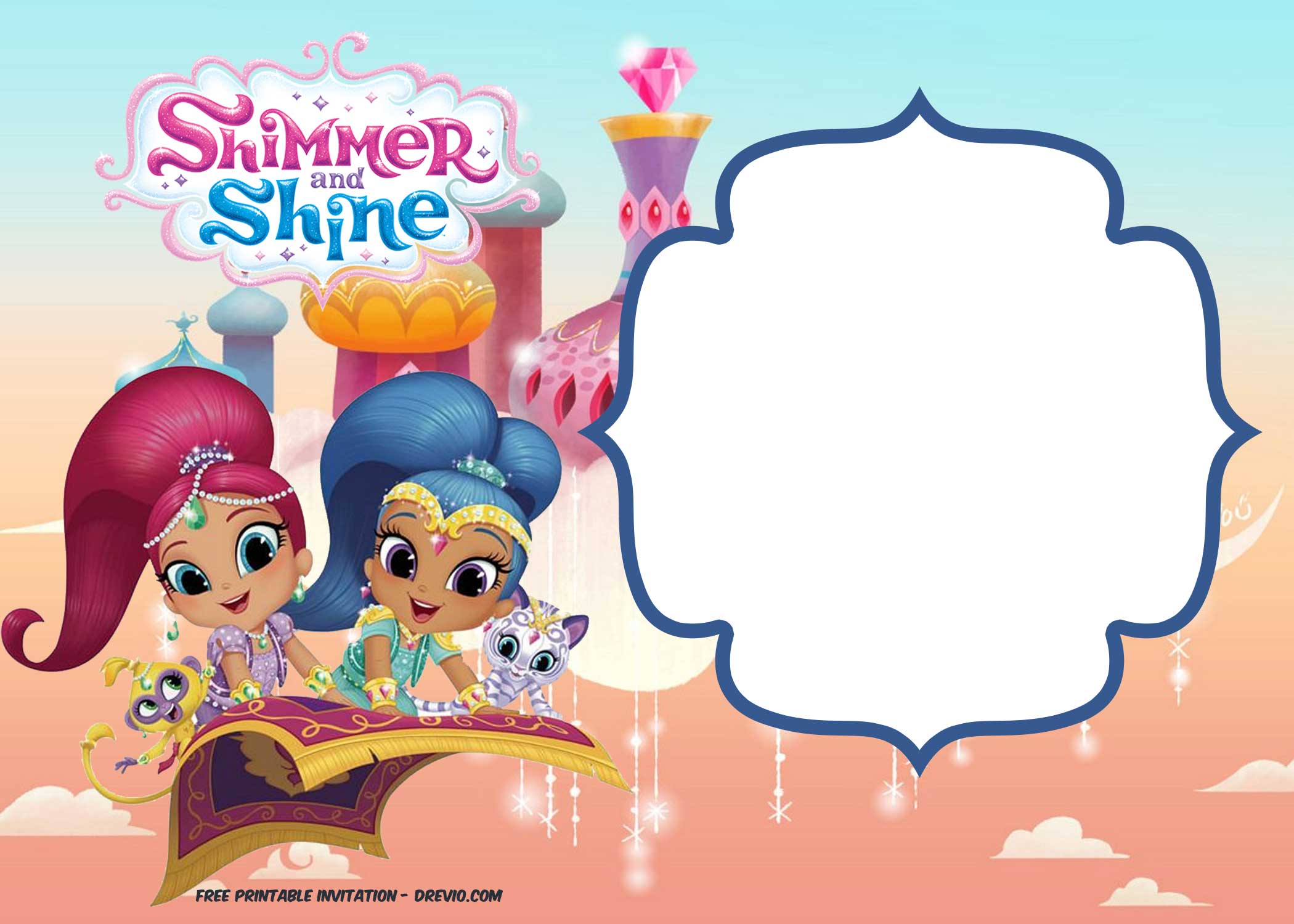 Detail Shimmer And Shine Birthday Card Template Nomer 8