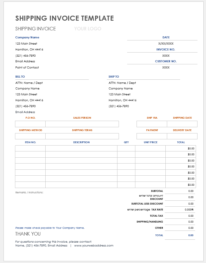 Detail Shipping Invoice Template Nomer 53