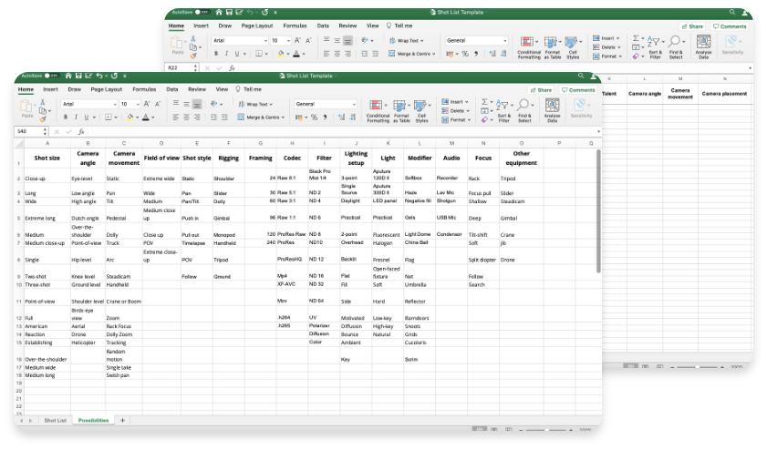 Detail Shot List Template Nomer 37