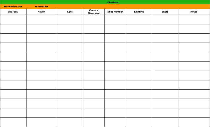 Detail Shot List Template Nomer 40