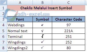 Detail Simbol Ceklis Di Excel Nomer 32