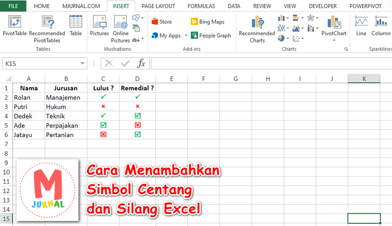 Detail Simbol Centang Di Excel Nomer 50