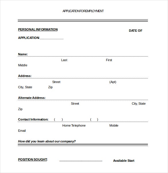 Detail Simple Application Form Template Nomer 14