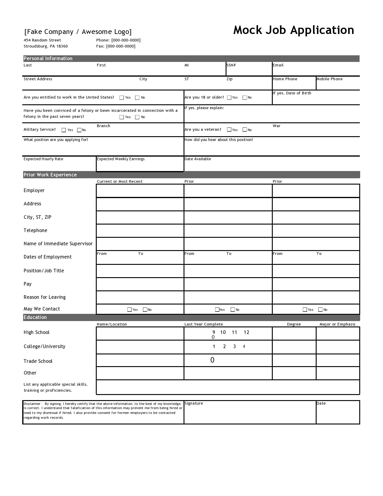 Detail Simple Application Form Template Nomer 26
