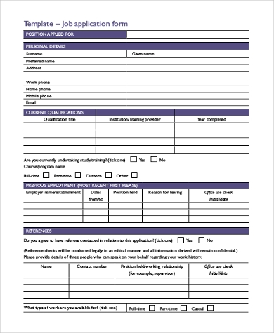 Detail Simple Application Form Template Nomer 27