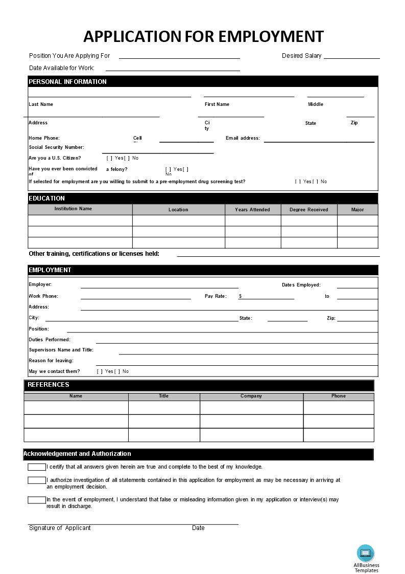 Detail Simple Application Form Template Nomer 4