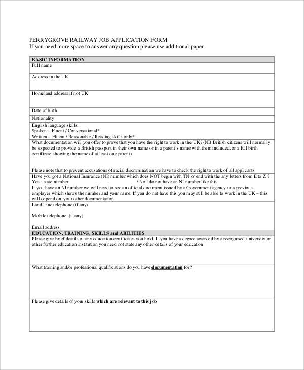 Detail Simple Application Form Template Nomer 47