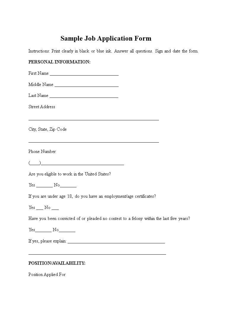 Detail Simple Application Form Template Nomer 10