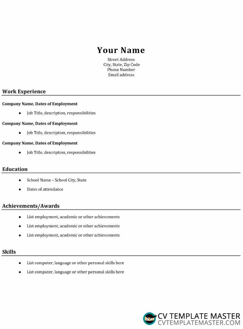 Detail Simple Cv Template Nomer 17