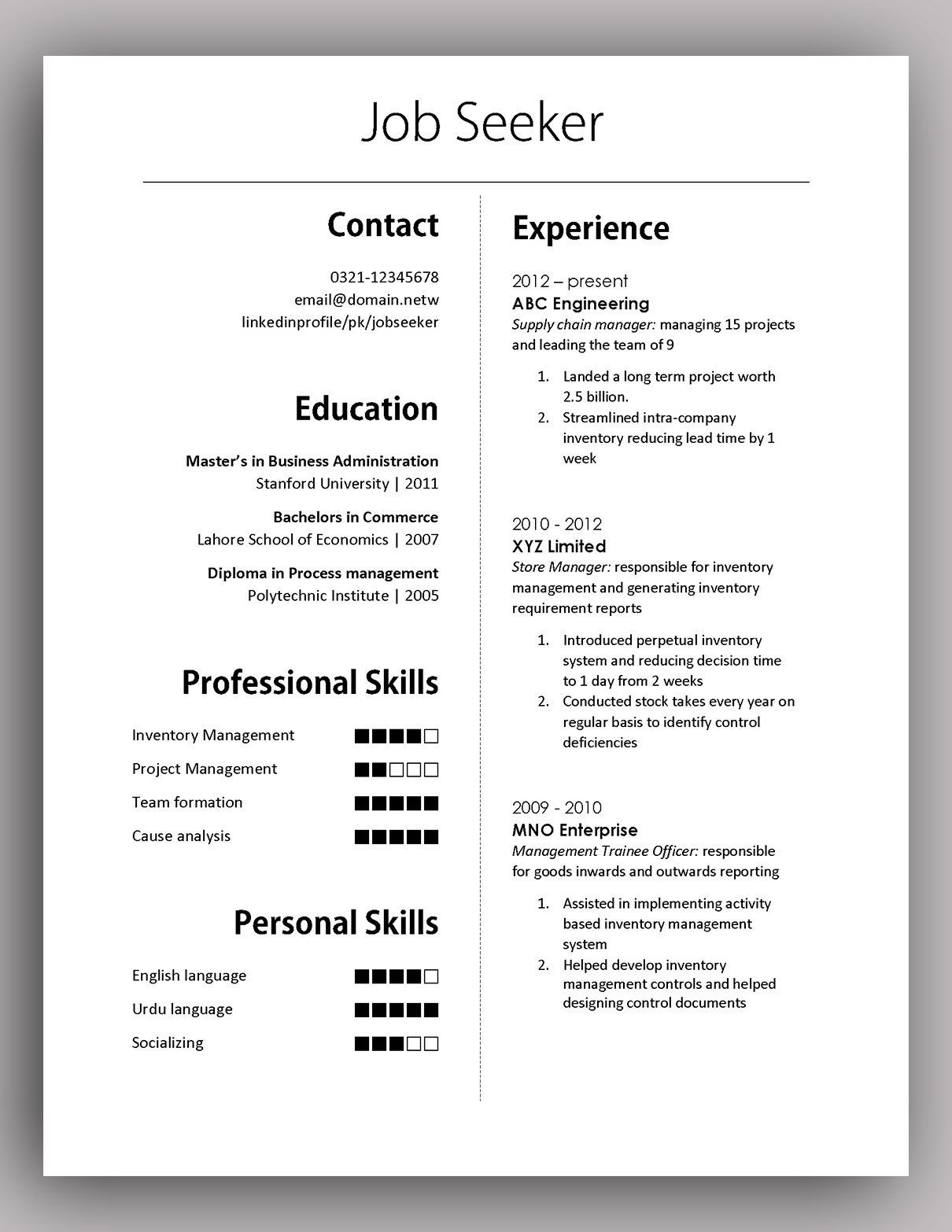 Detail Simple Cv Template Nomer 4