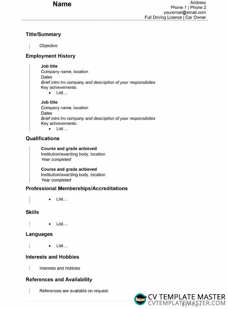 Detail Simple Cv Template Nomer 33