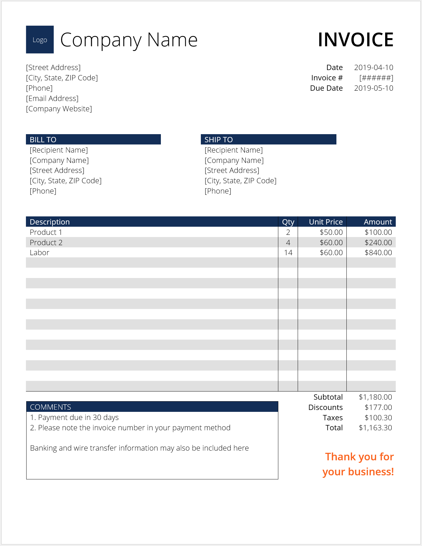 Detail Simple Invoice Template Nomer 16