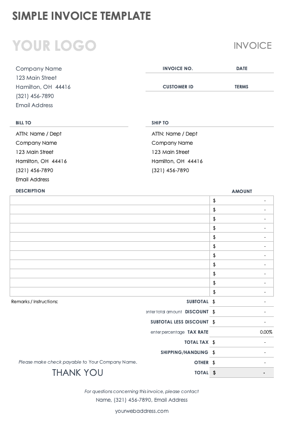 Detail Simple Invoice Template Nomer 25