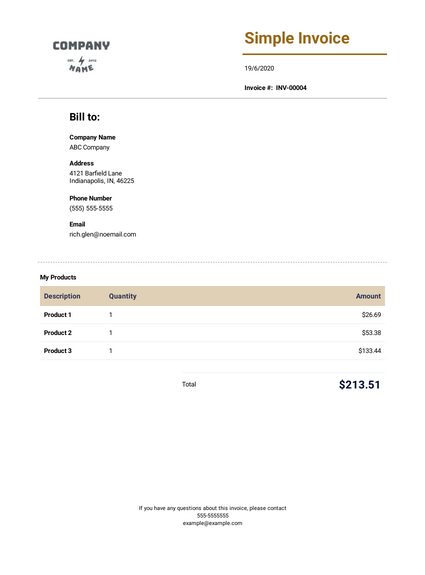 Detail Simple Invoice Template Nomer 4