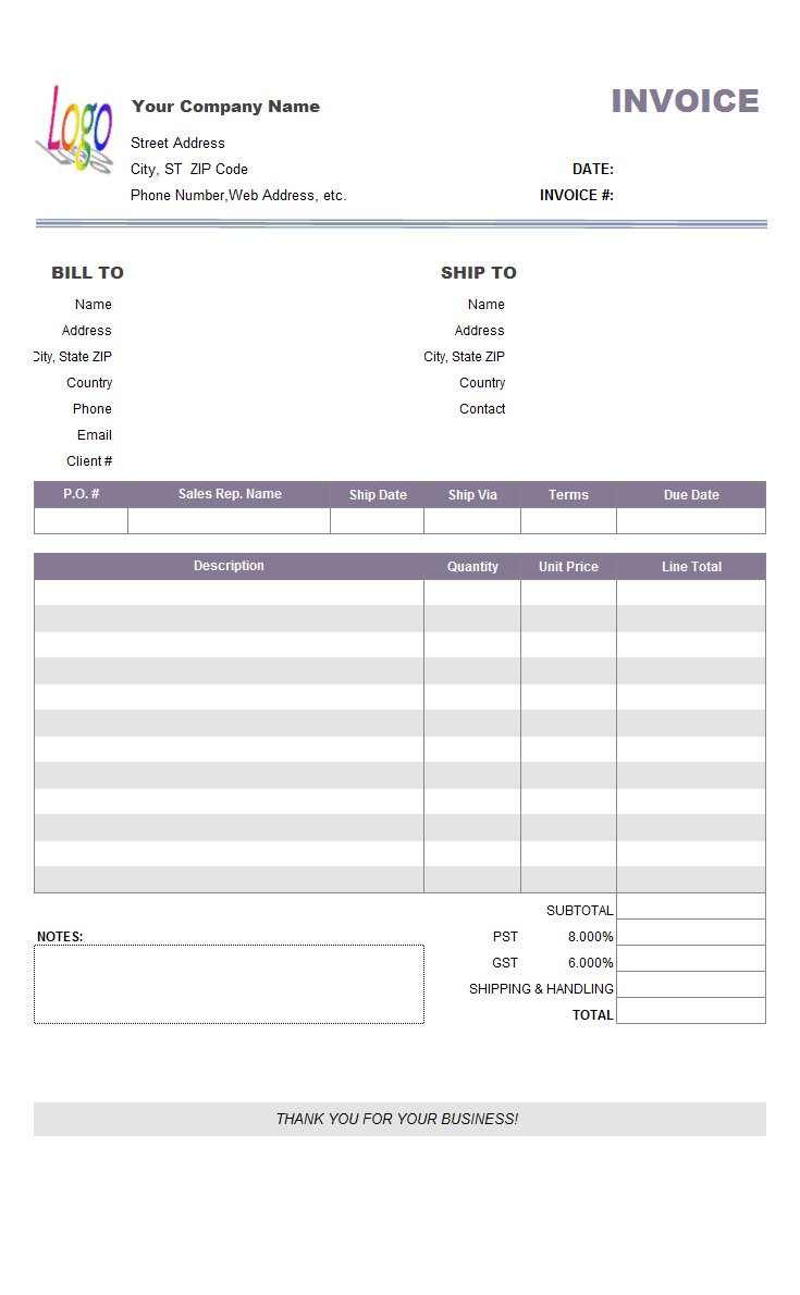 Detail Simple Invoice Template Nomer 36