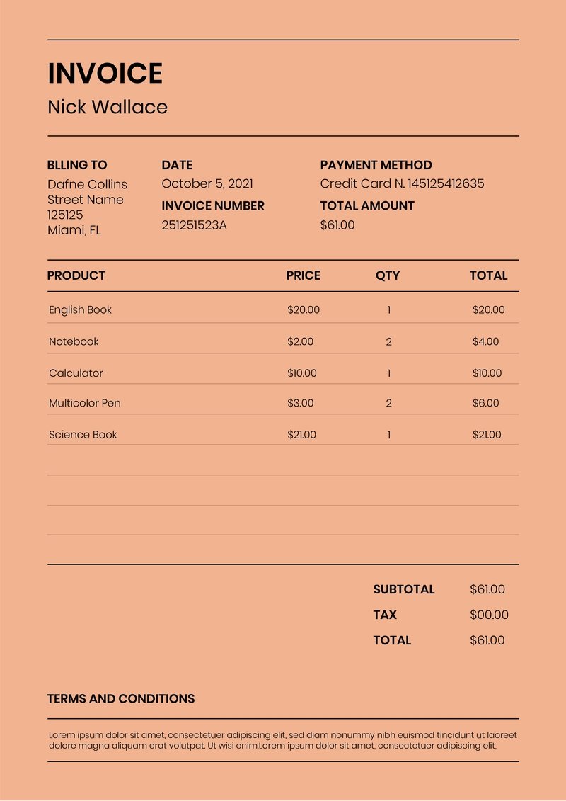 Detail Simple Invoice Template Nomer 43