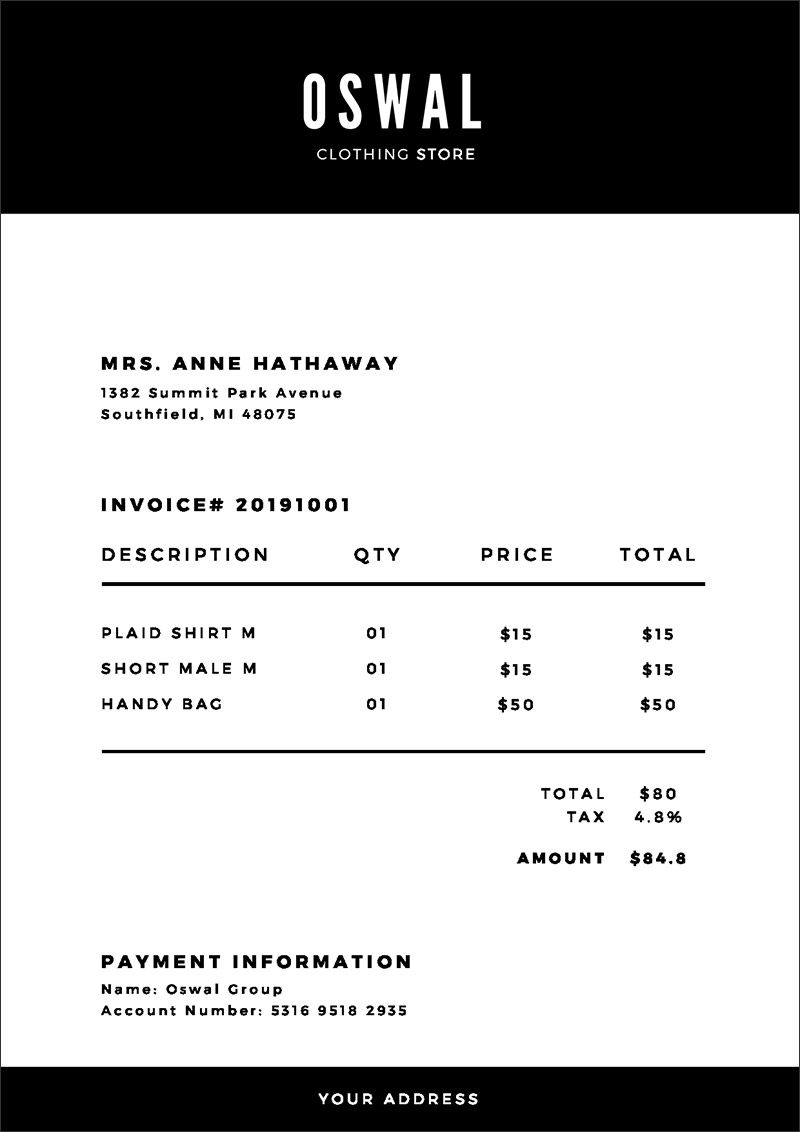 Detail Simple Invoice Template Nomer 45