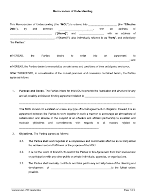 Detail Simple Mou Template Nomer 5