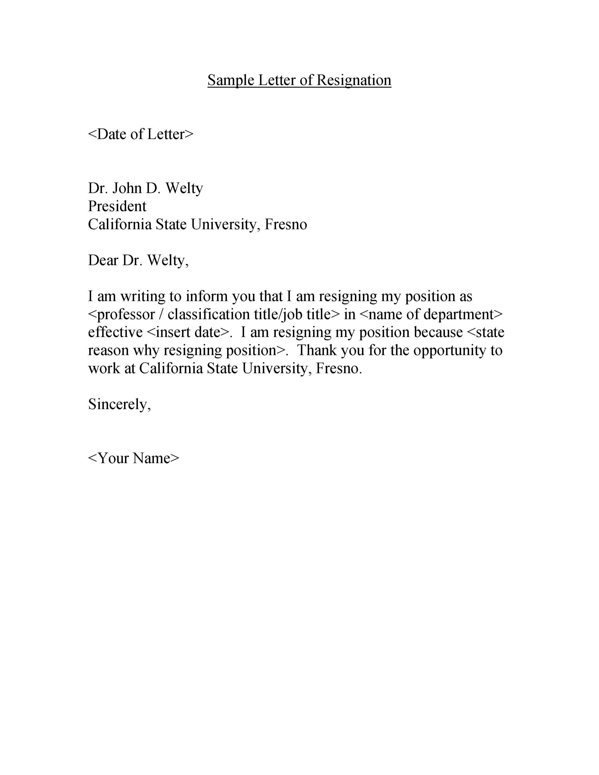 Detail Simple Resignation Letter Template Nomer 20