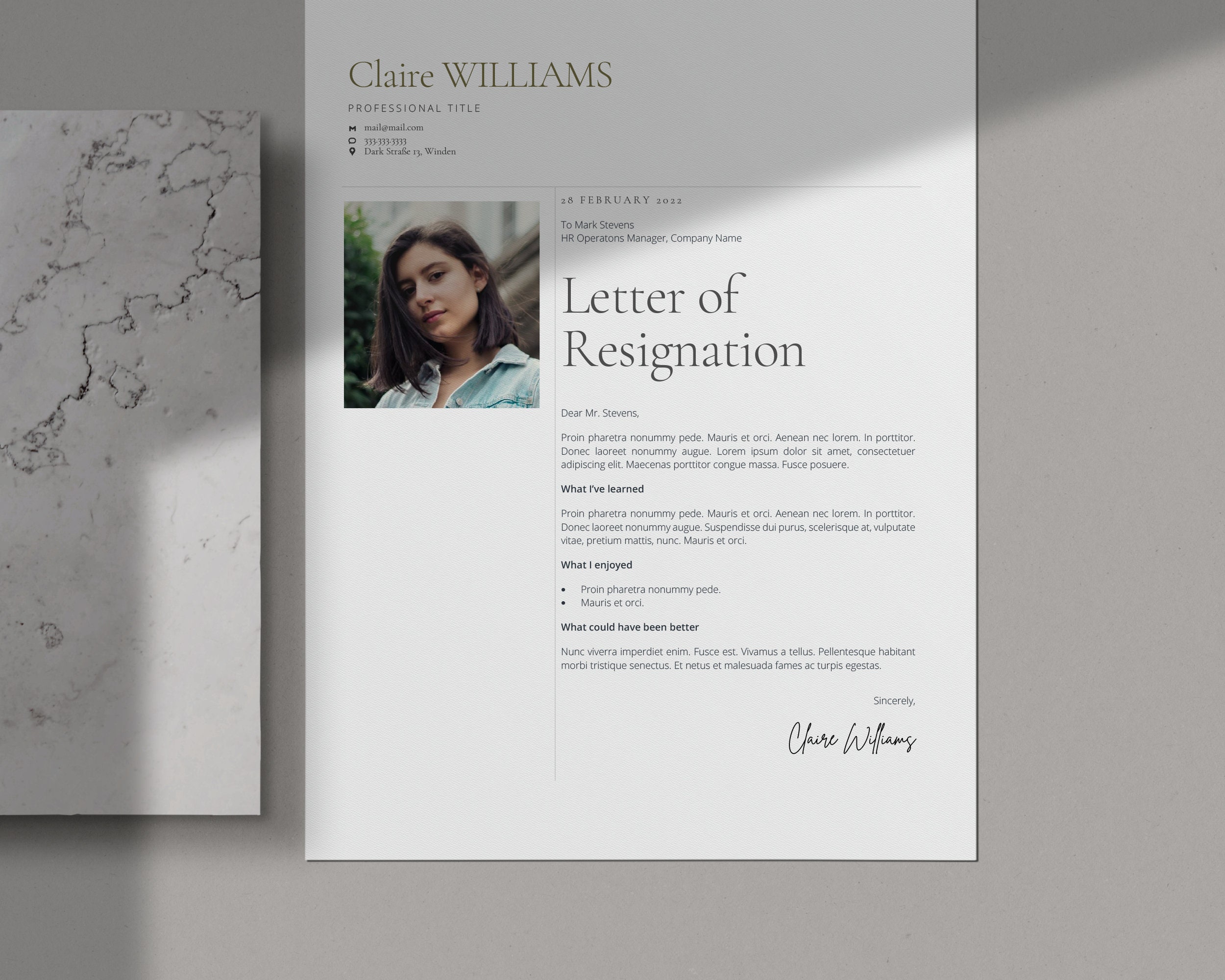 Detail Simple Resignation Letter Template Nomer 53