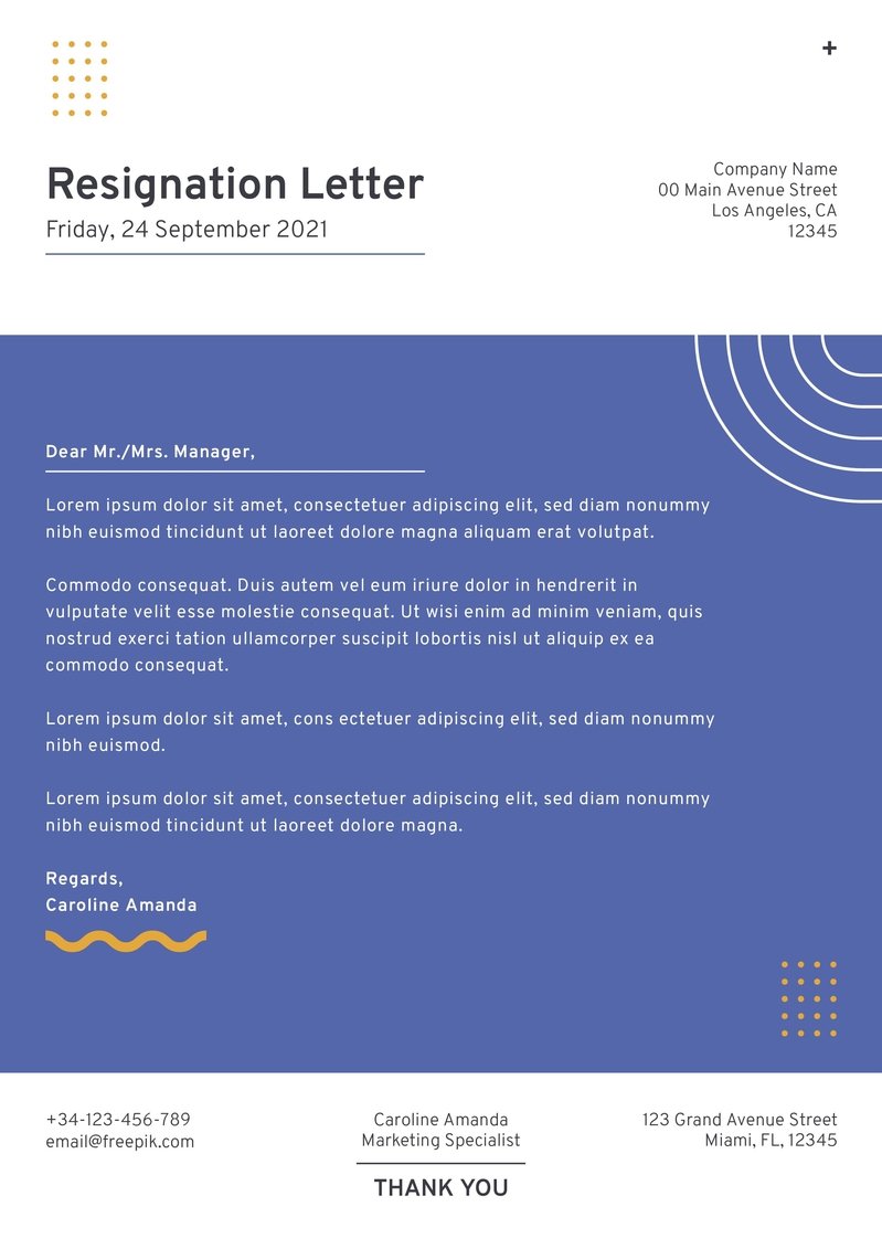 Detail Simple Resignation Letter Template Nomer 57