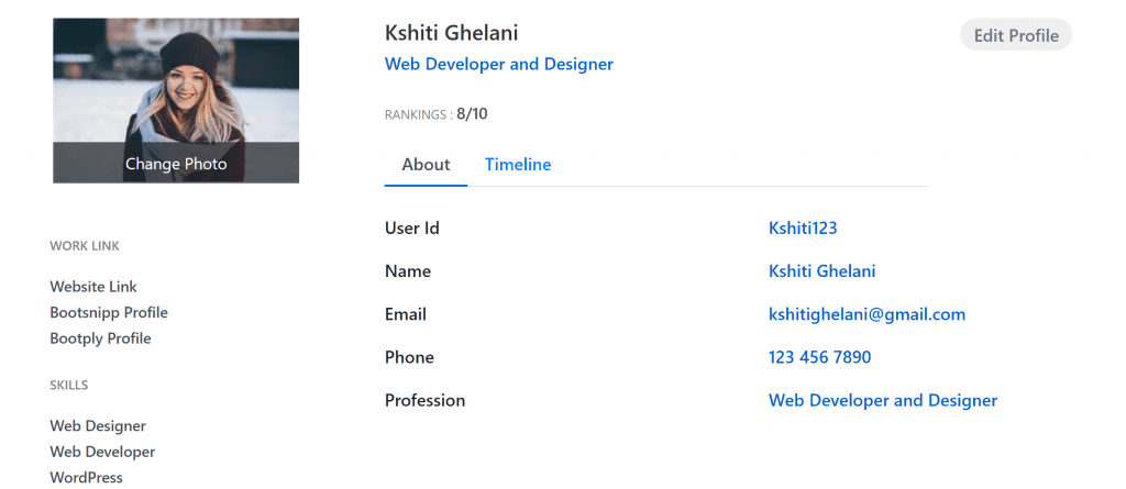 Simple User Profile Html Template - 49+ Koleksi Gambar