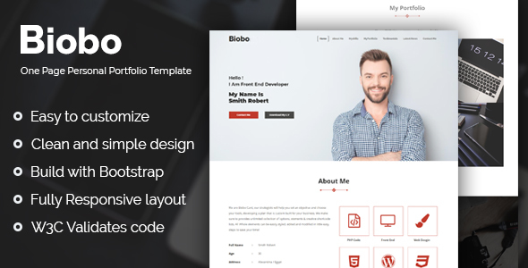 Detail Single Page Portfolio Template Free Download Nomer 2