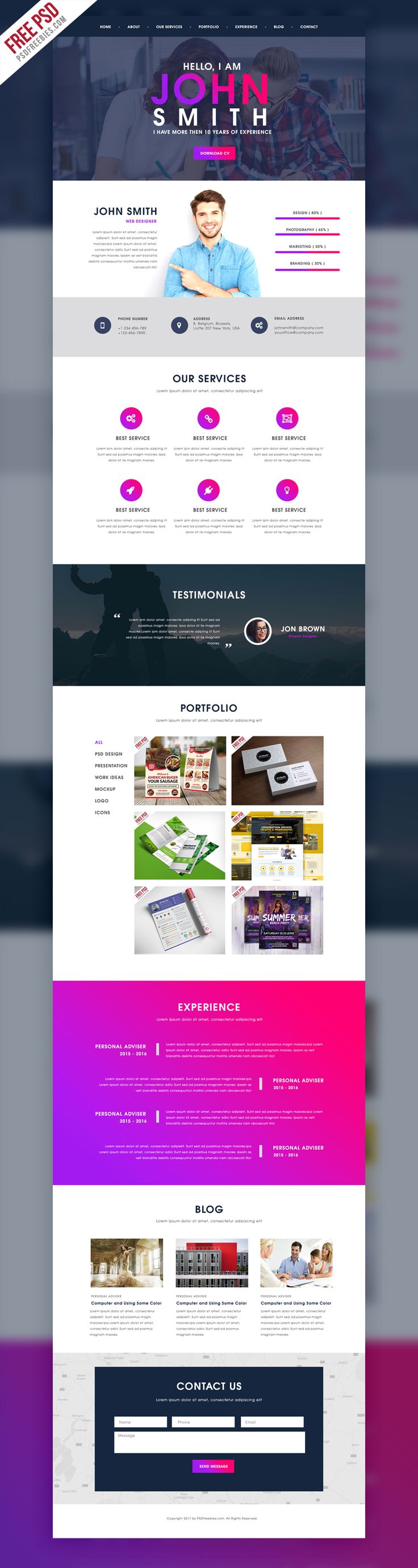 Detail Single Page Portfolio Template Free Download Nomer 9