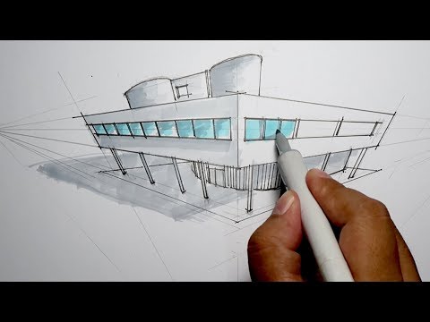 Detail Sketsa Gambar Perspektif Gedung 2 Titik Hilang Nomer 23