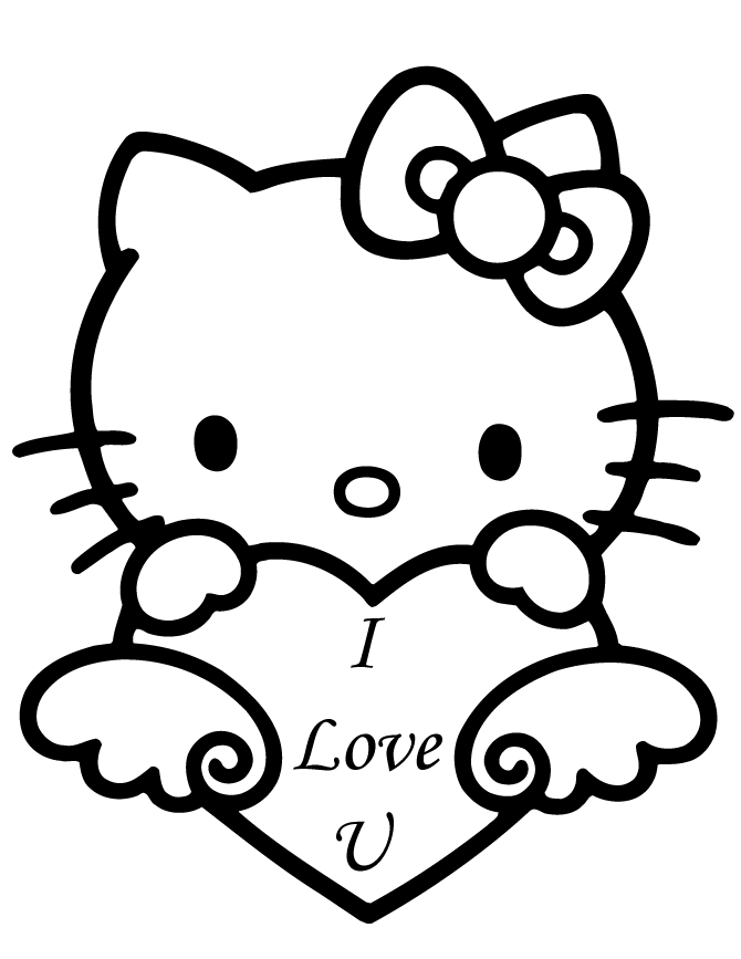 Detail Sketsa Hello Kitty Love Nomer 2