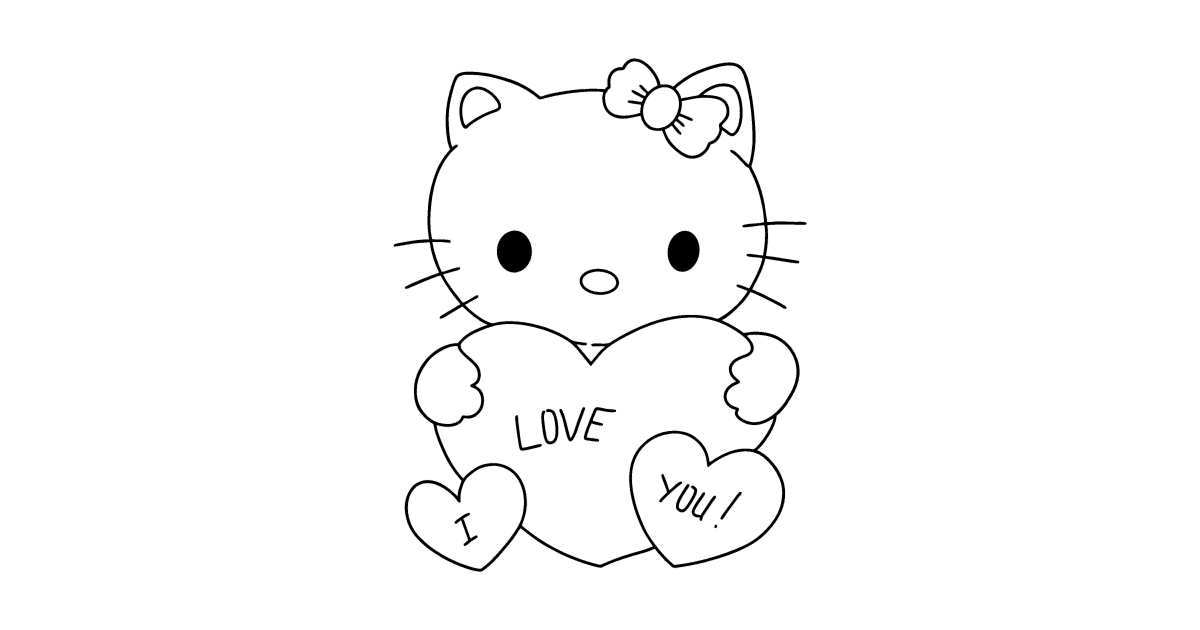 Detail Sketsa Hello Kitty Love Nomer 25