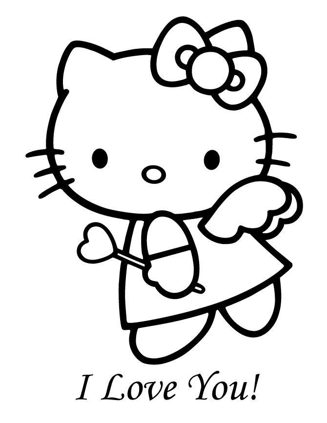 Detail Sketsa Hello Kitty Love Nomer 29