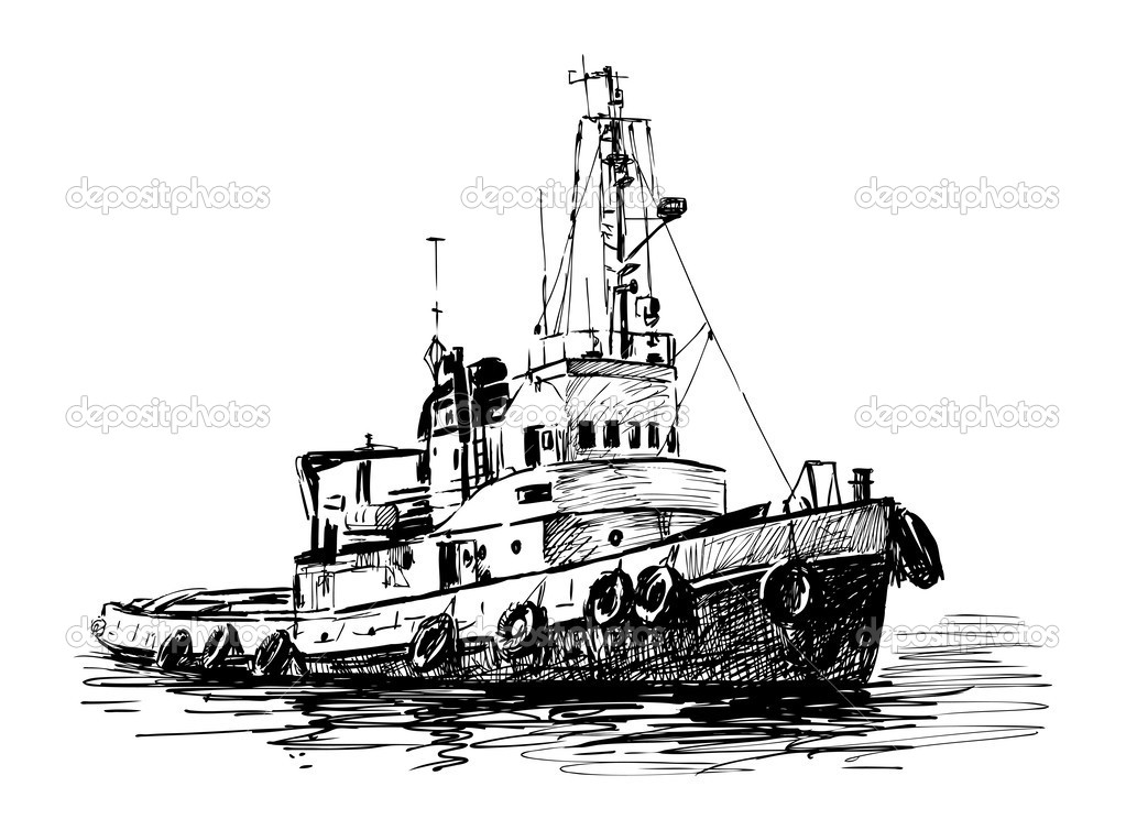 Detail Sketsa Kapal Tugboat Nomer 2