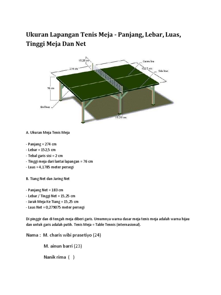 Detail Sketsa Lapangan Tenis Meja Nomer 52