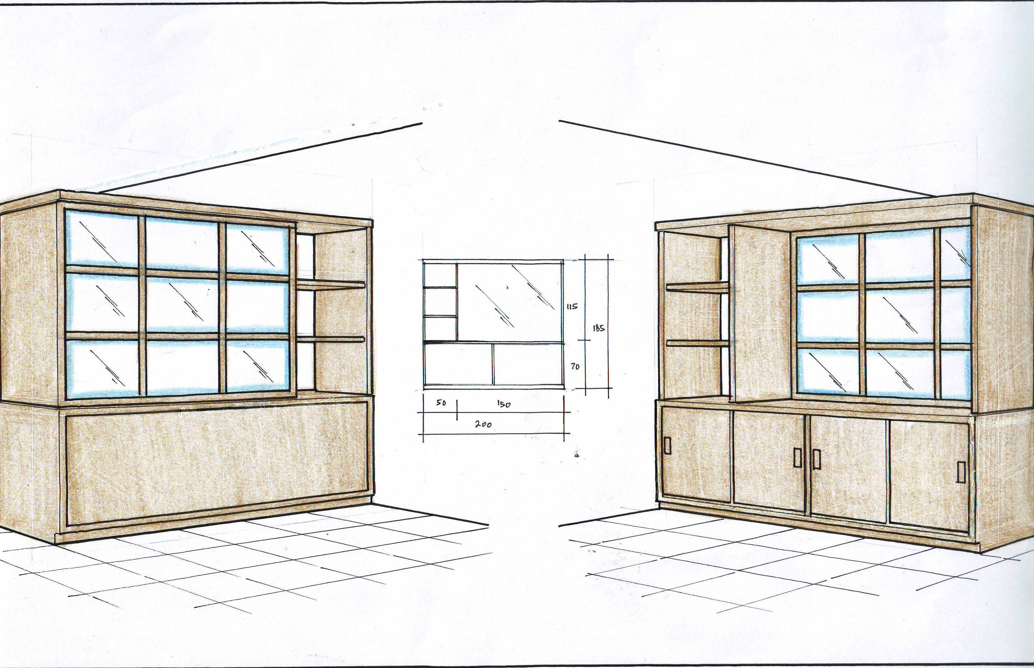 Detail Sketsa Rak Buku Nomer 37