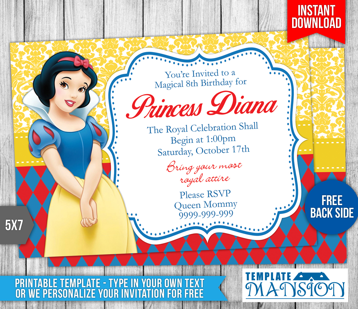 Detail Snow White Invitation Template Nomer 3