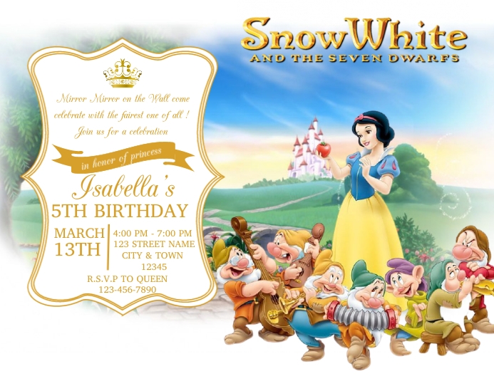 Detail Snow White Invitation Template Nomer 25