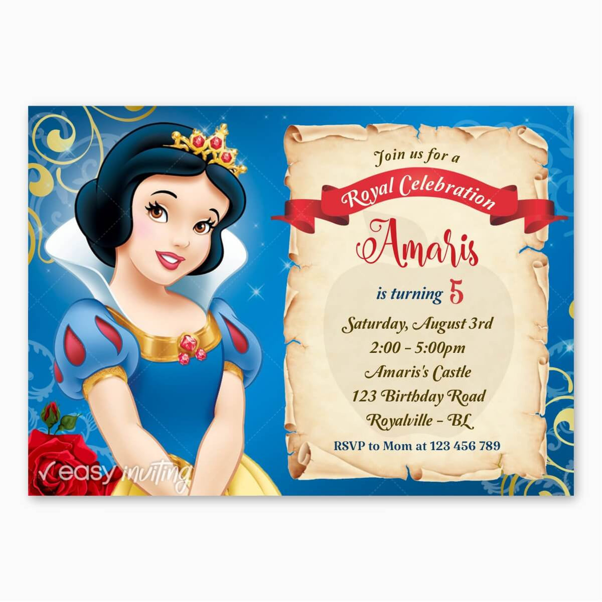 Detail Snow White Invitation Template Nomer 44