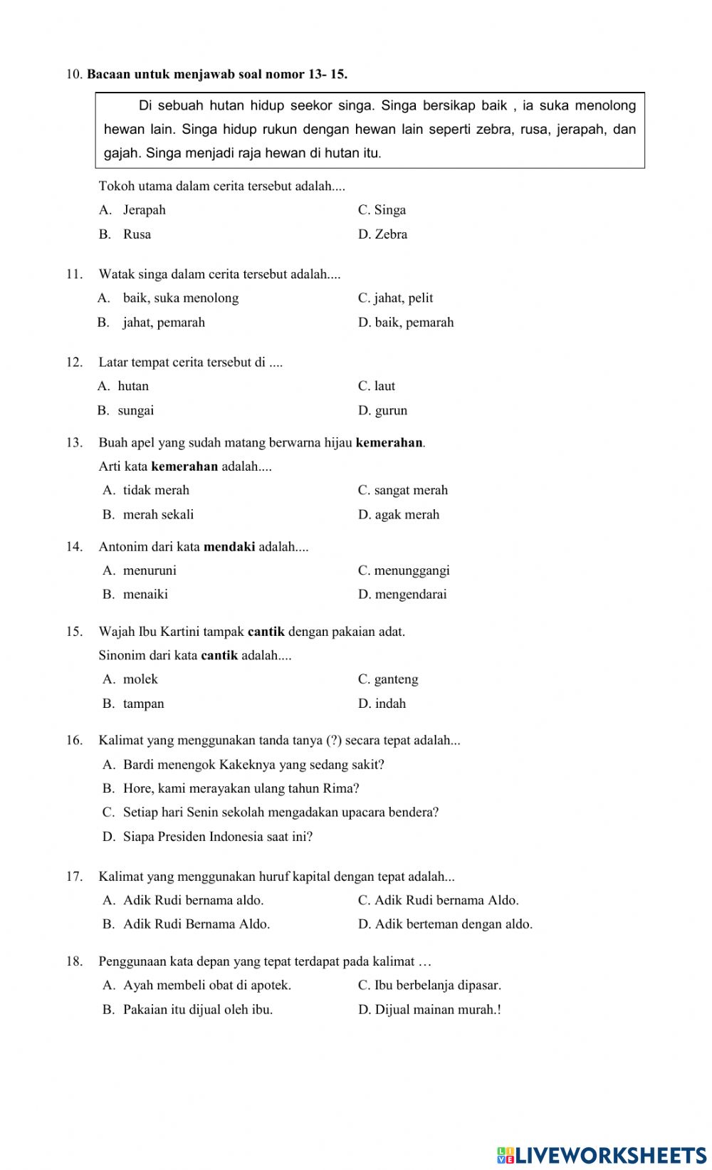 Detail Soal Bahasa Indonesia Membuat Kalimat Berdasarkan Gambar Nomer 6