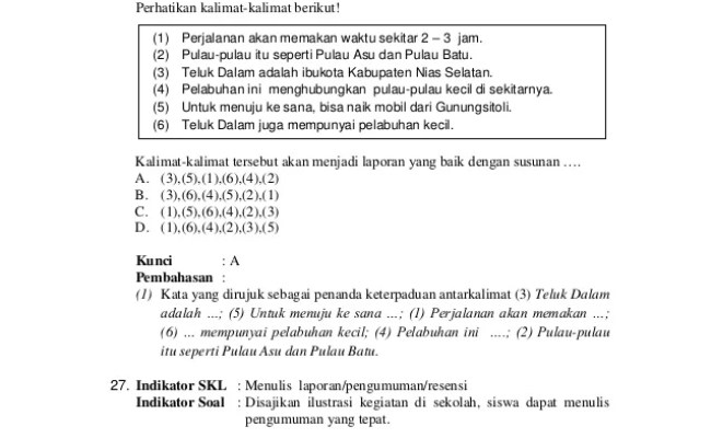 Detail Soal Bahasa Indonesia Membuat Kalimat Berdasarkan Gambar Nomer 9