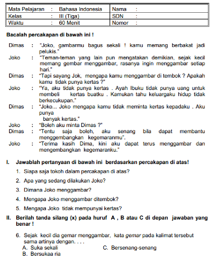 Detail Soal Bahasa Indonesia Membuat Kalimat Berdasarkan Gambar Bimbel Briliant Nomer 7