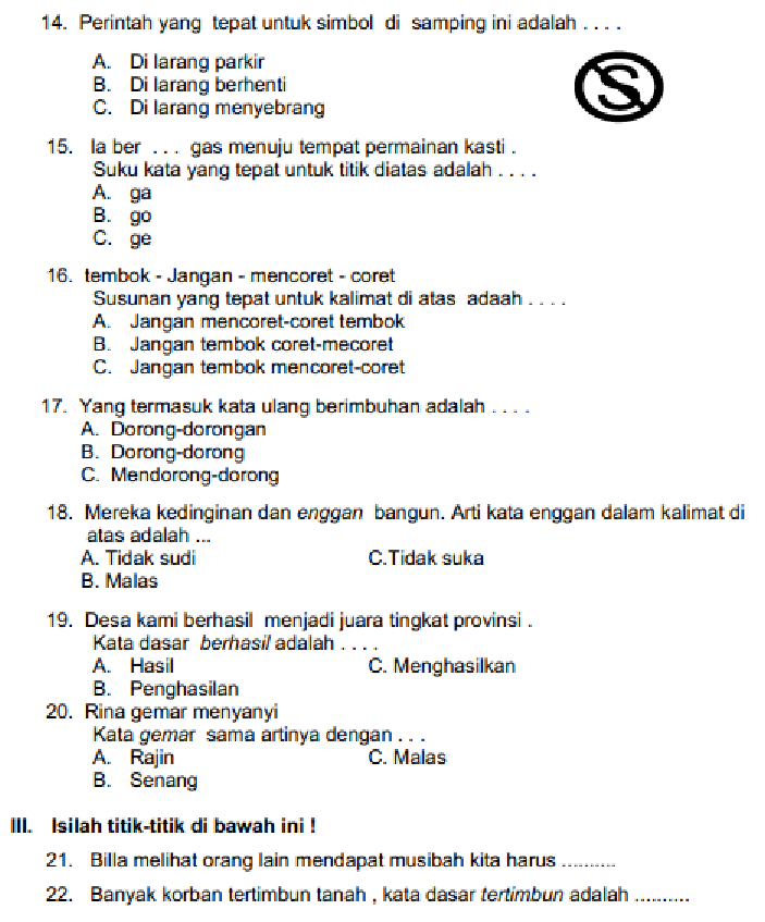 Detail Soal Bahasa Indonesia Membuat Kalimat Berdasarkan Gambar Bimbel Briliant Nomer 8