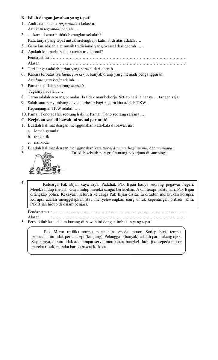 Detail Soal Bahasa Indonesia Membuat Kalimat Berdasarkan Gambar Bimbel Briliant Nomer 13