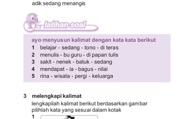 Detail Soal Bahasa Indonesia Membuat Kalimat Berdasarkan Gambar Kelas 2 Nomer 14