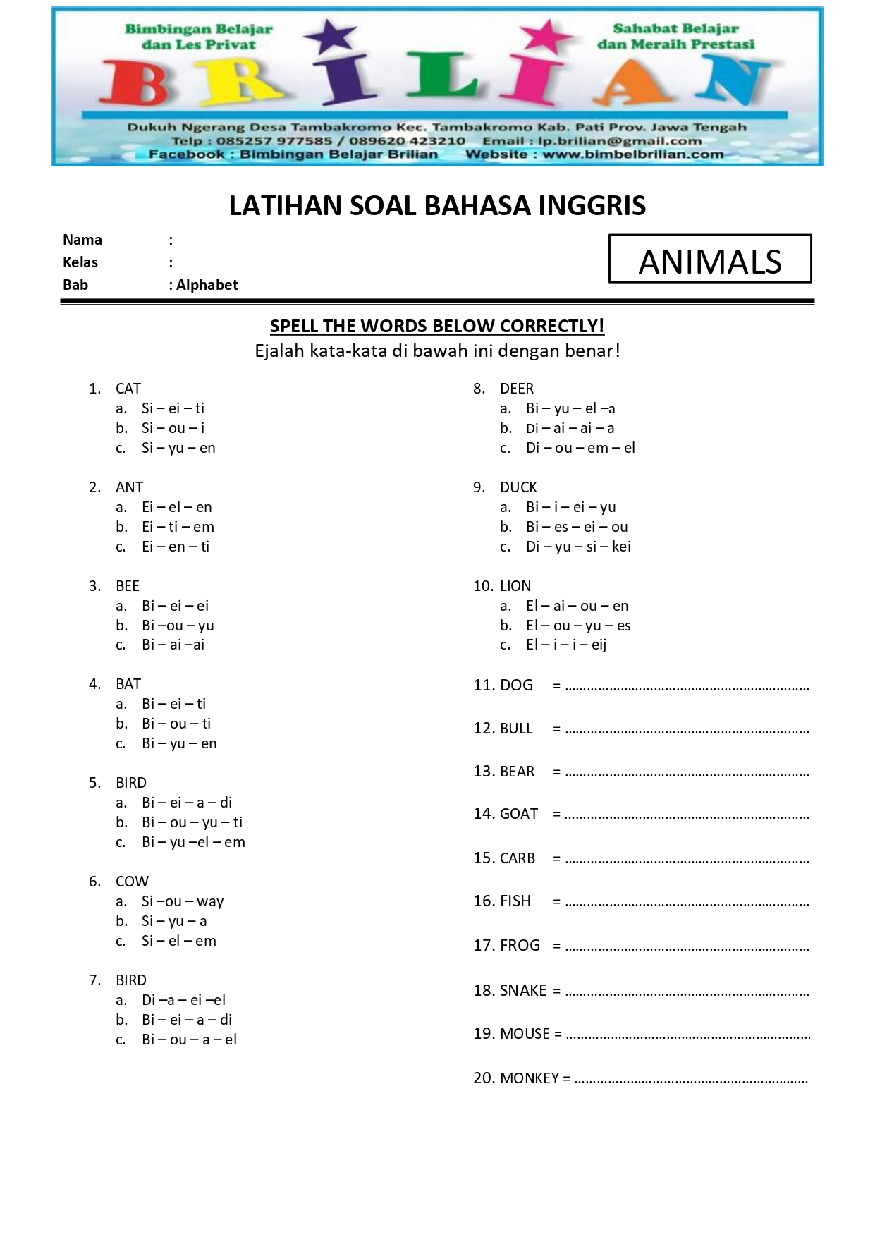 Detail Soal Bahasa Inggris Gambar Kelas 1 Sd Nomer 28