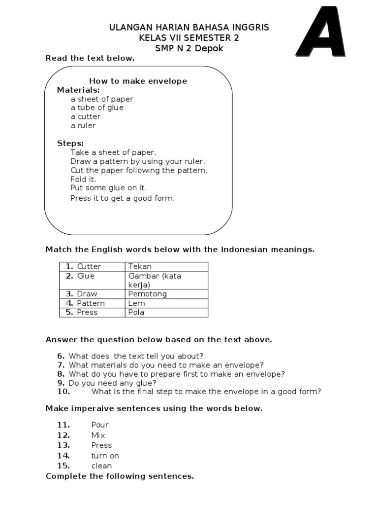 Detail Soal Bahasa Inggris Tentang Procedure Text Dan Gambar Nomer 2